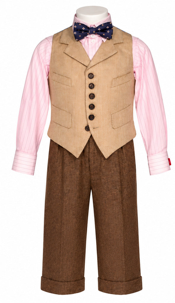 Gilet de costume beige Gilbert — vue avant
