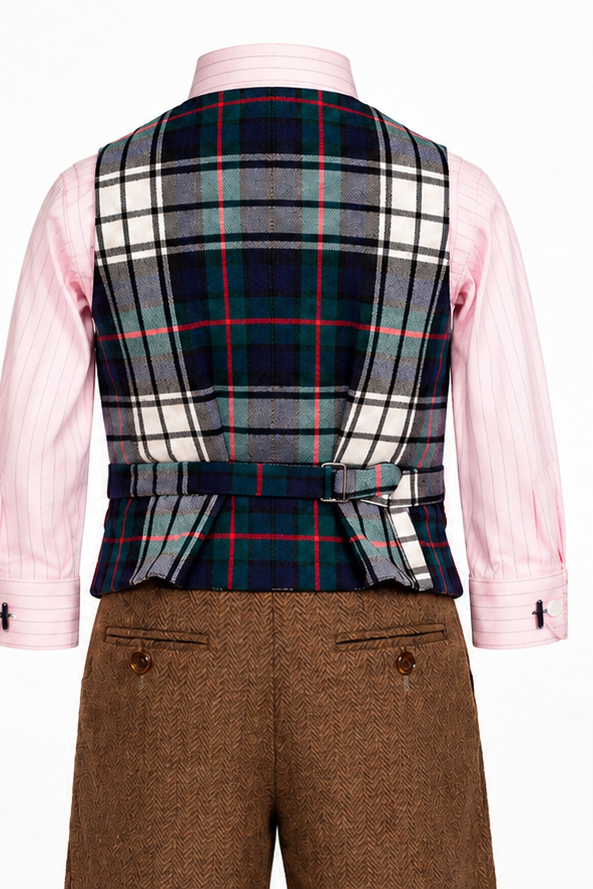 Gilet Grégoire rouge — vue arrière et dos tartan