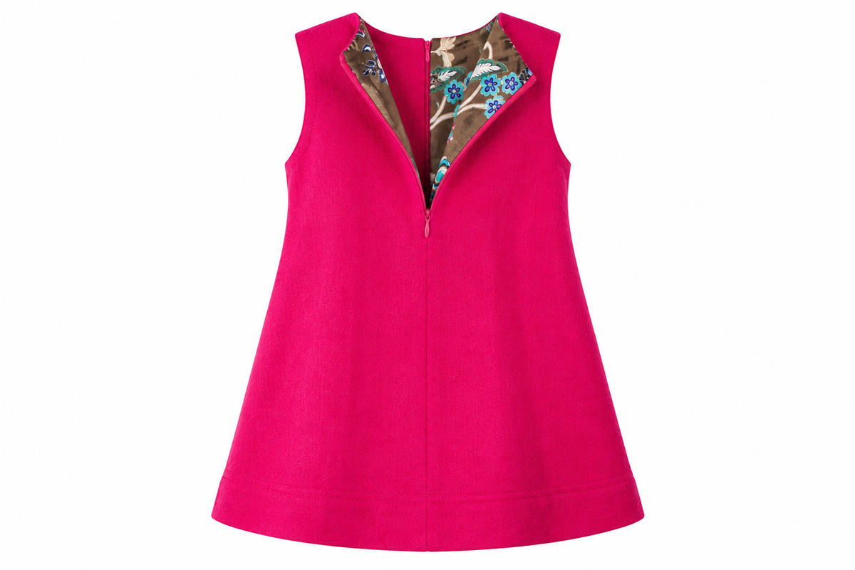 Robe pinafore Rose — doublure ouverte