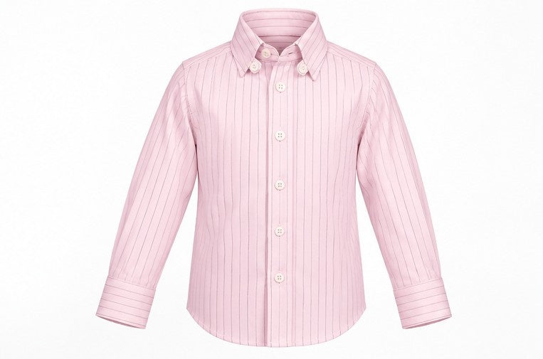Cosme – chemise rose poudré à fines rayures, vue de face
