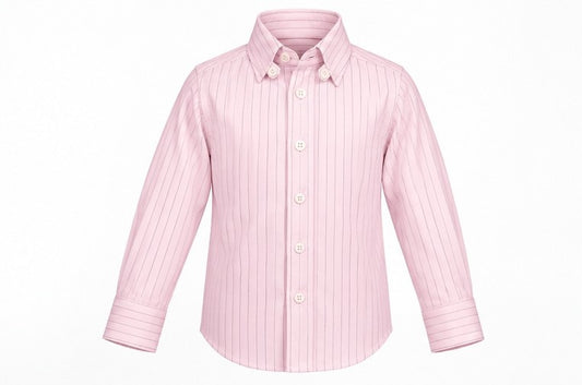 Cosme – chemise rose poudré à fines rayures, vue de face