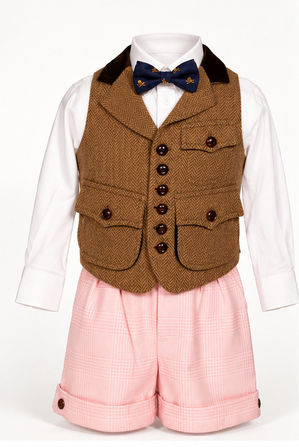 Gilet palefrenier marron en chevrons — vue de face