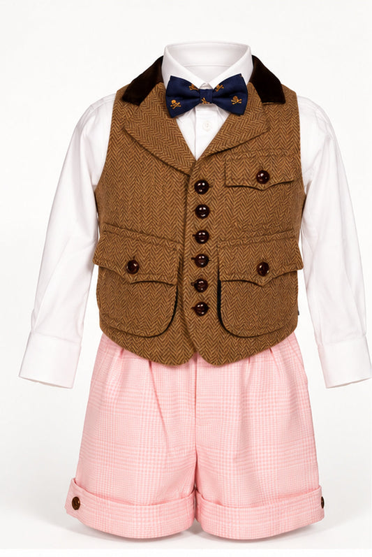 Gilet palefrenier marron en chevrons — vue de face