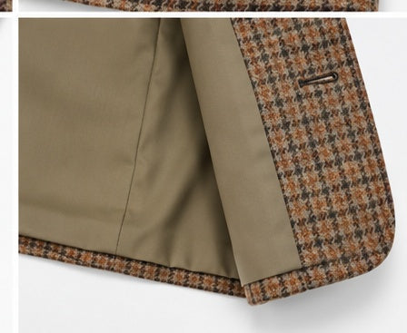 Manteau Mario — détail doublure kaki et finition