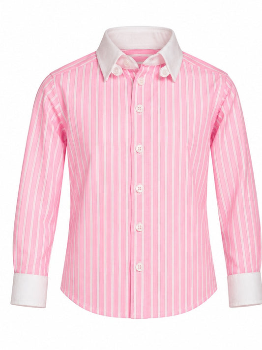 Chemise Cylian rose à larges rayures – vue de face