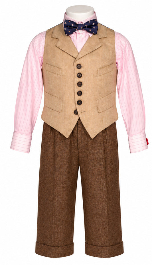 Gilet de costume beige Gilbert — vue avant