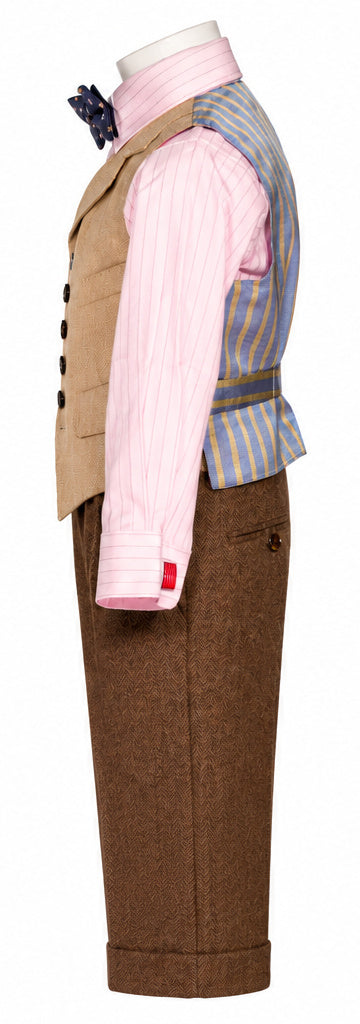 Gilet de costume beige Gilbert — vue de flanc