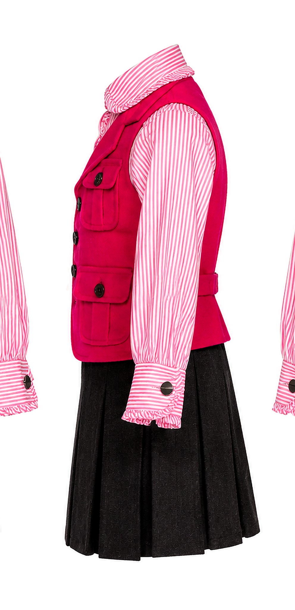 Giuseppe, gilet de pêcheur rose fuchsia — vue de profil